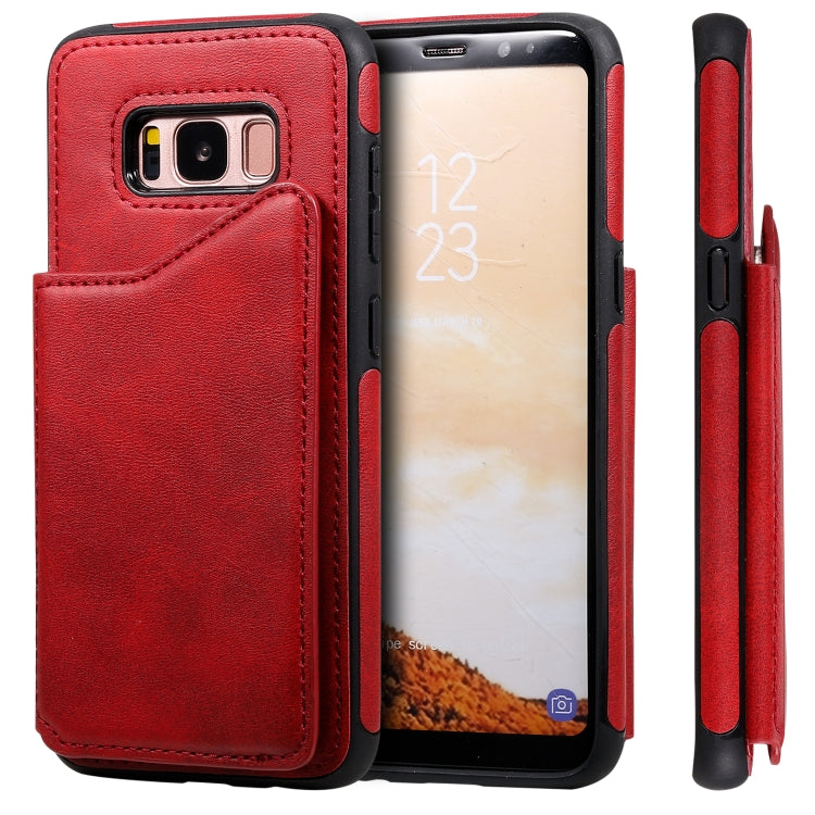 For Galaxy S8 Shockproof Calf Texture Protective Case with Holder & Card Slots & Frame