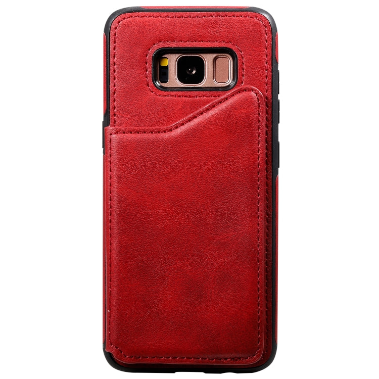 For Galaxy S8 Shockproof Calf Texture Protective Case with Holder & Card Slots & Frame