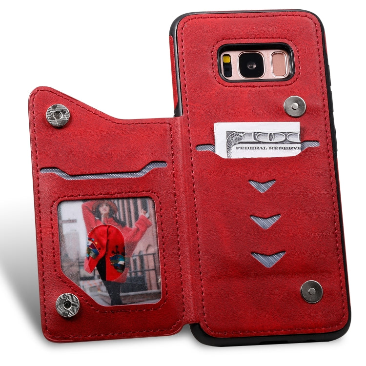 For Galaxy S8 Shockproof Calf Texture Protective Case with Holder & Card Slots & Frame