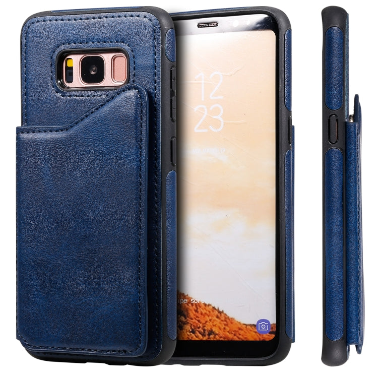 For Galaxy S8 Shockproof Calf Texture Protective Case with Holder & Card Slots & Frame