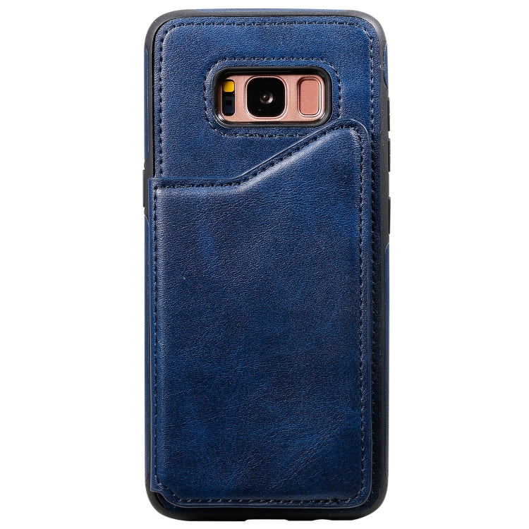 For Galaxy S8 Shockproof Calf Texture Protective Case with Holder & Card Slots & Frame