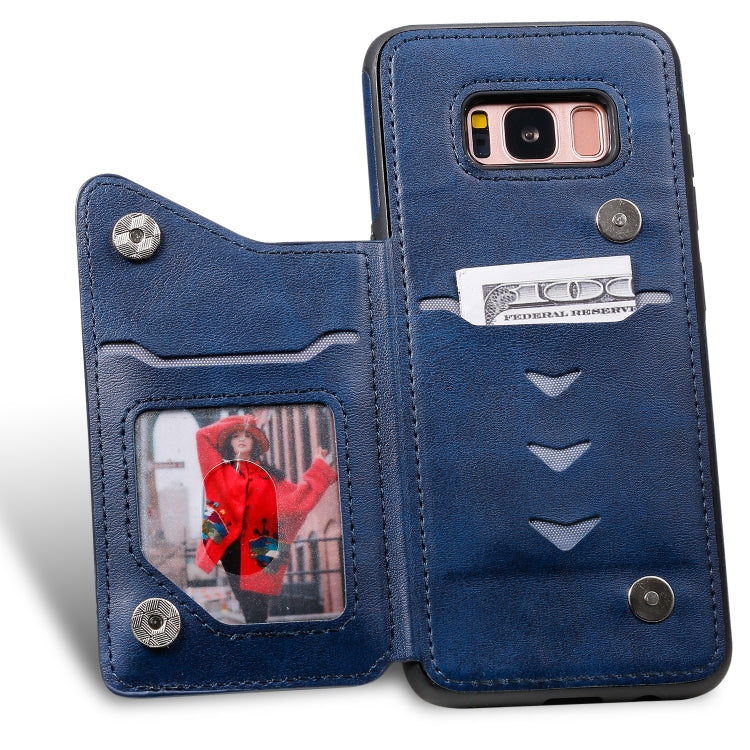 For Galaxy S8 Shockproof Calf Texture Protective Case with Holder & Card Slots & Frame