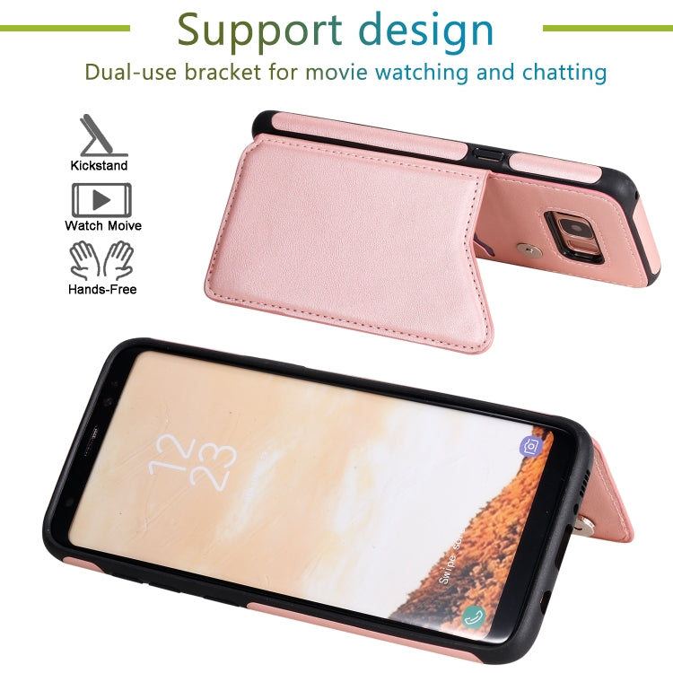 For Galaxy S8 Shockproof Calf Texture Protective Case with Holder & Card Slots & Frame