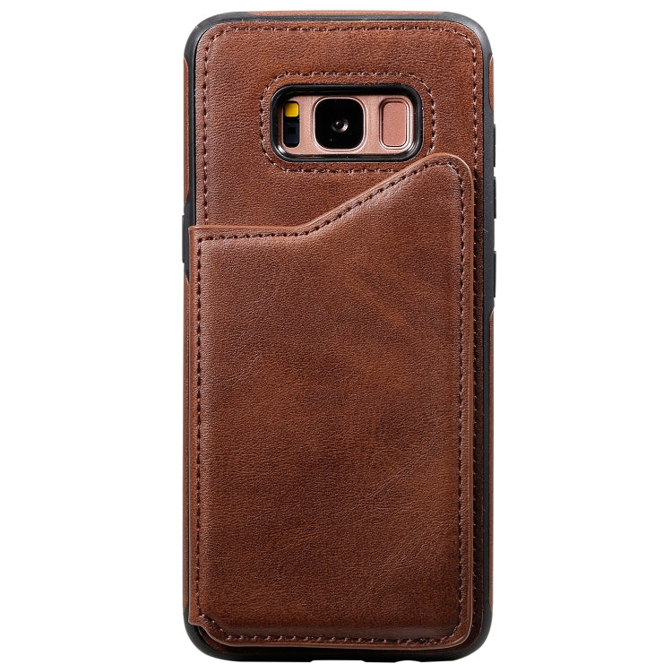 For Galaxy S8 Shockproof Calf Texture Protective Case with Holder & Card Slots & Frame