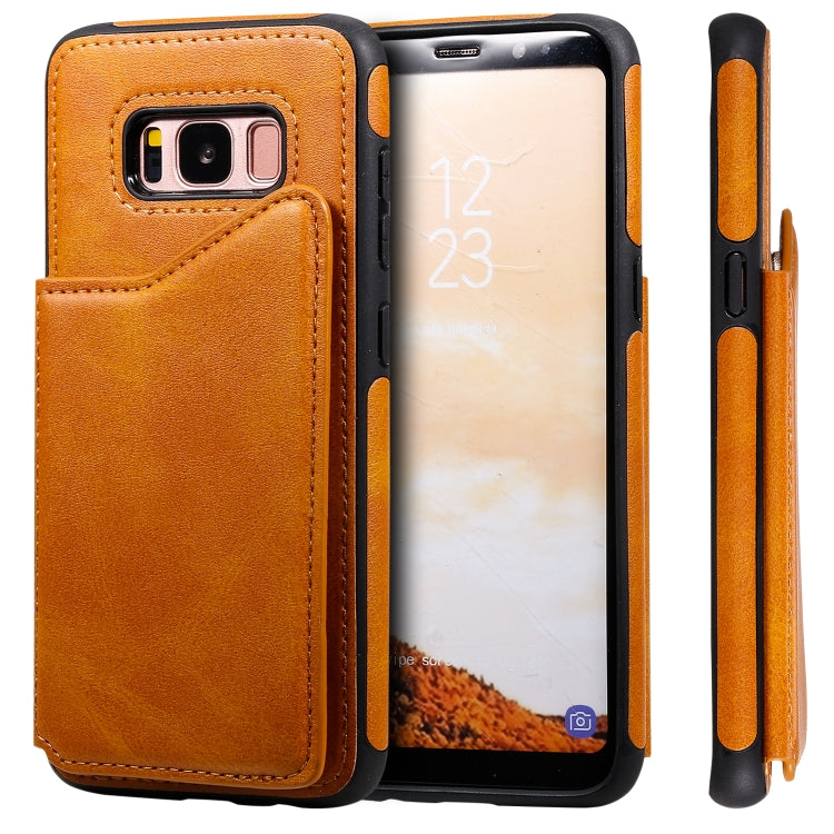 For Galaxy S8 Shockproof Calf Texture Protective Case with Holder & Card Slots & Frame