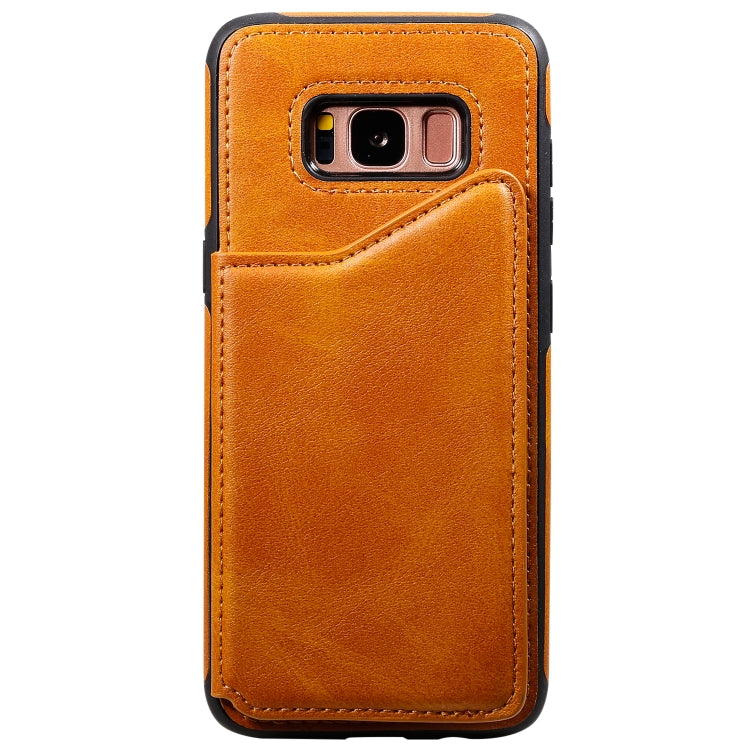 For Galaxy S8 Shockproof Calf Texture Protective Case with Holder & Card Slots & Frame