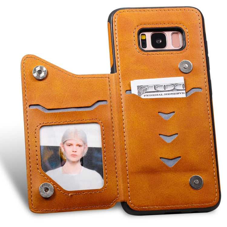 For Galaxy S8 Shockproof Calf Texture Protective Case with Holder & Card Slots & Frame