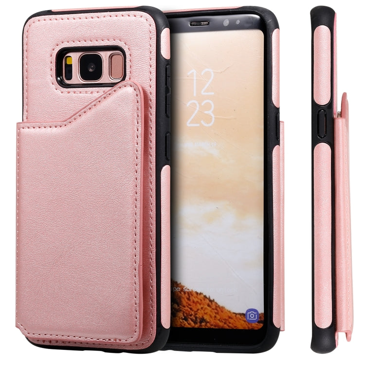For Galaxy S8 Shockproof Calf Texture Protective Case with Holder & Card Slots & Frame