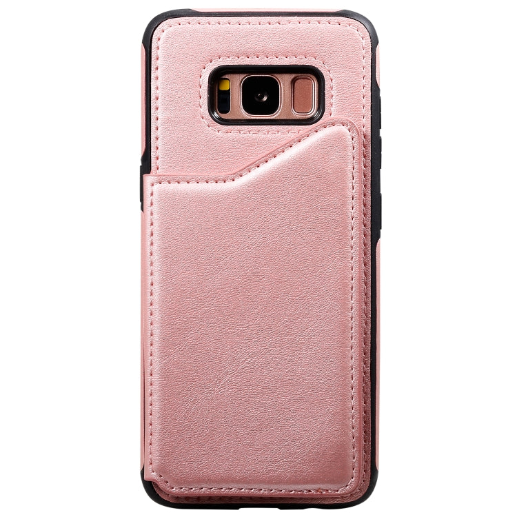 For Galaxy S8 Shockproof Calf Texture Protective Case with Holder & Card Slots & Frame