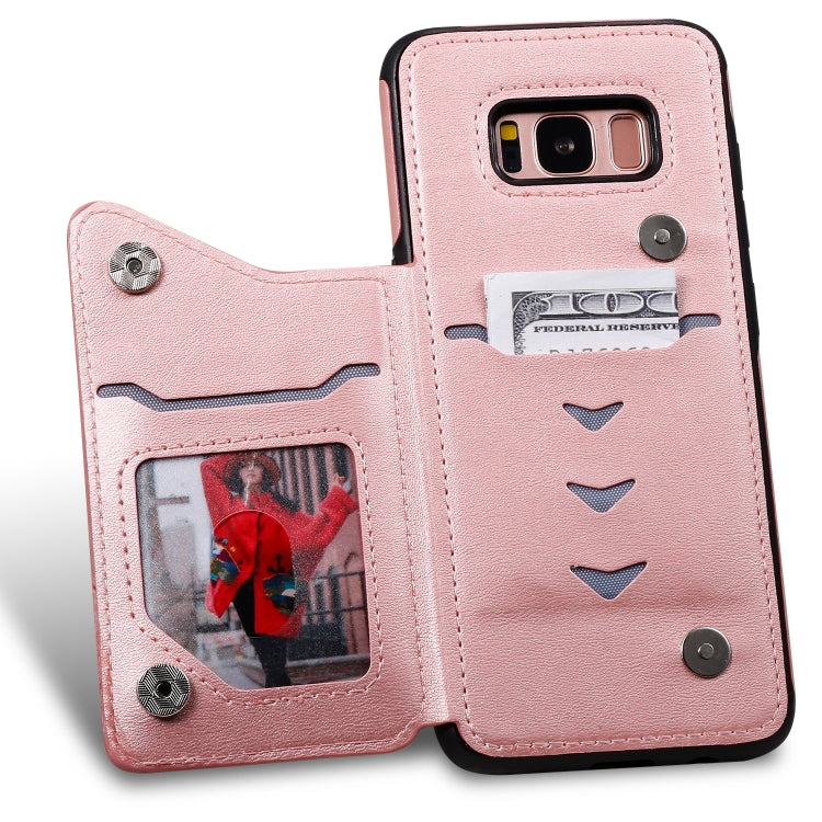 For Galaxy S8 Shockproof Calf Texture Protective Case with Holder & Card Slots & Frame