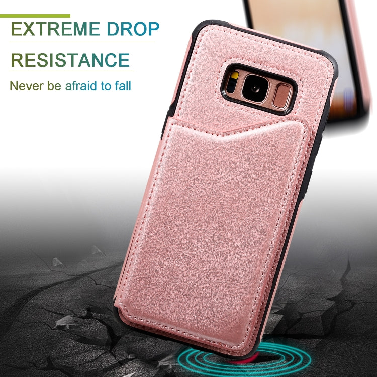 For Galaxy S8 Shockproof Calf Texture Protective Case with Holder & Card Slots & Frame