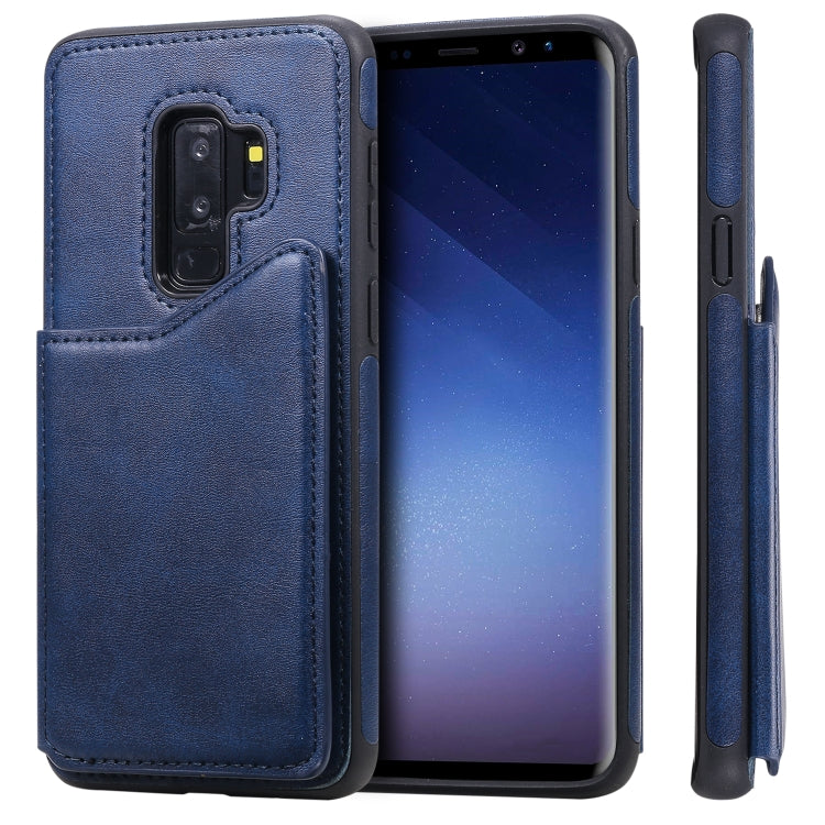 For Galaxy S9+ Shockproof Calf Texture Protective Case with Holder & Card Slots & Frame
