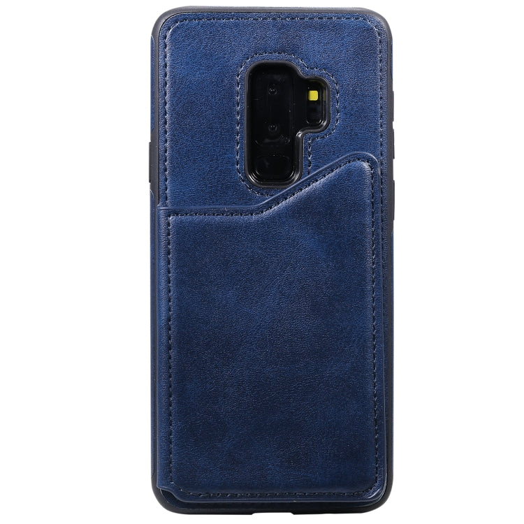 For Galaxy S9+ Shockproof Calf Texture Protective Case with Holder & Card Slots & Frame