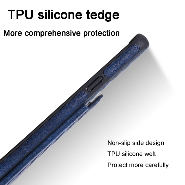 For Galaxy S9+ Shockproof Calf Texture Protective Case with Holder & Card Slots & Frame