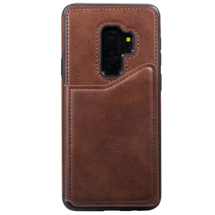 For Galaxy S9+ Shockproof Calf Texture Protective Case with Holder & Card Slots & Frame