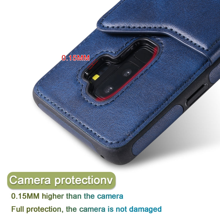 For Galaxy S9+ Shockproof Calf Texture Protective Case with Holder & Card Slots & Frame