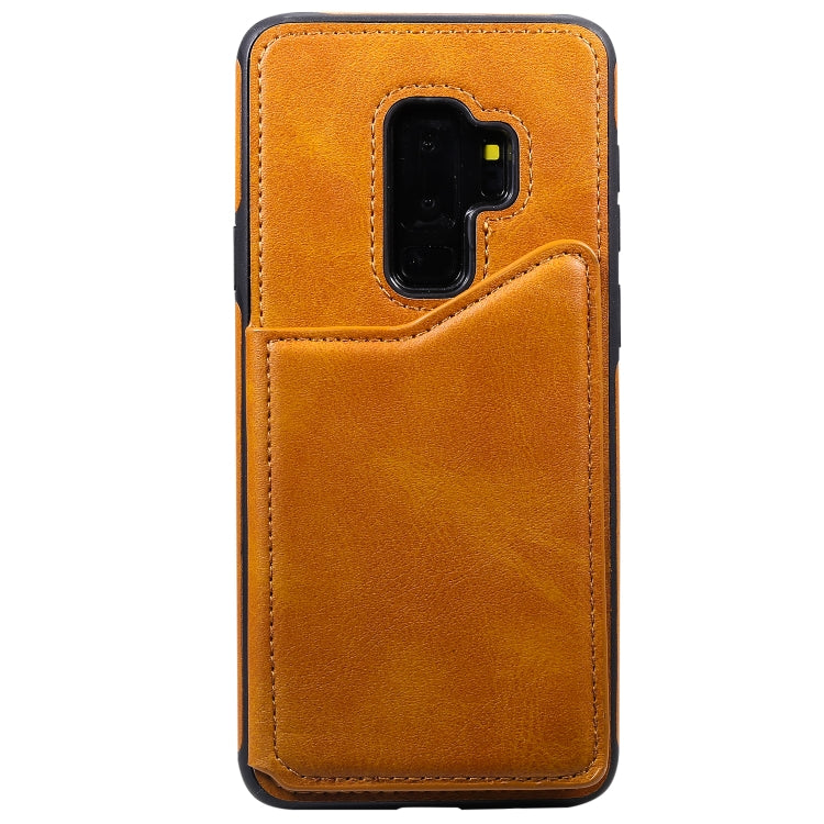 For Galaxy S9+ Shockproof Calf Texture Protective Case with Holder & Card Slots & Frame