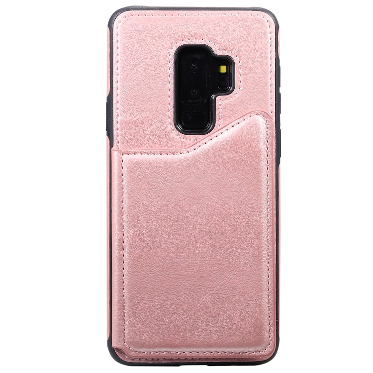 For Galaxy S9+ Shockproof Calf Texture Protective Case with Holder & Card Slots & Frame
