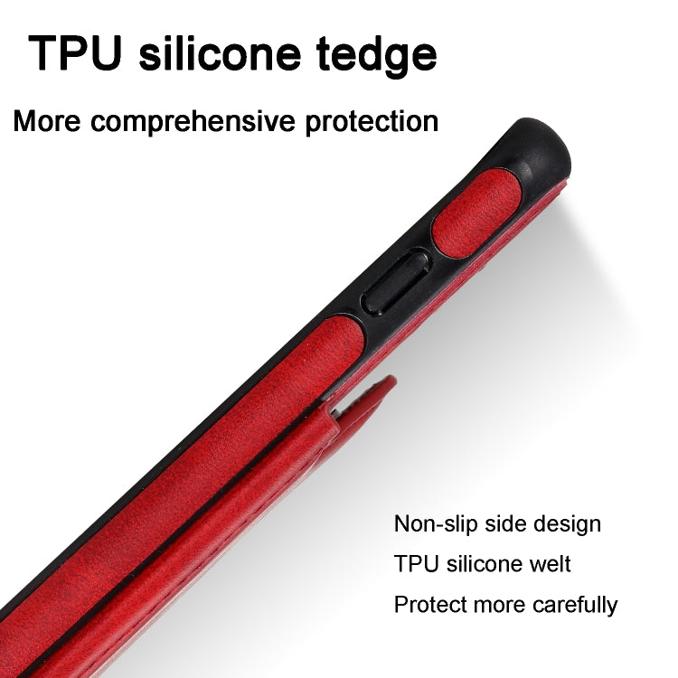 For Galaxy S10+ Shockproof Calf Texture Protective Case with Holder & Card Slots & Frame