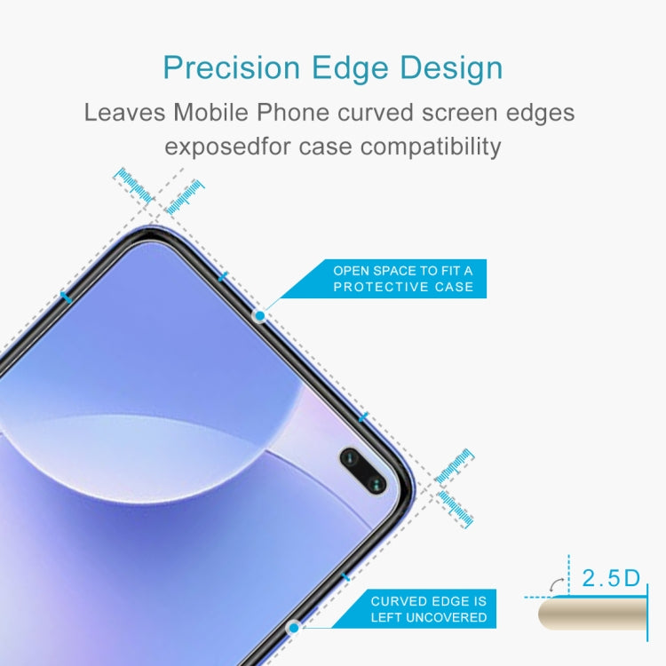 50 PCS 0.26mm 9H Surface Hardness 2.5D Explosion-proof Tempered Glass Half Screen Film For Xiaomi Redmi K30
