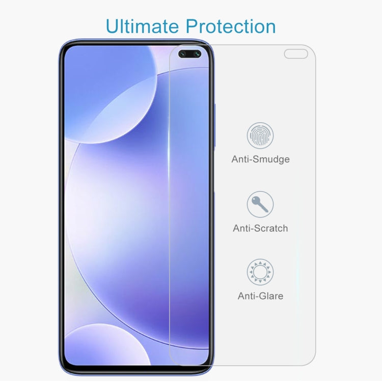 50 PCS 0.26mm 9H Surface Hardness 2.5D Explosion-proof Tempered Glass Half Screen Film For Xiaomi Redmi K30