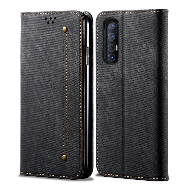 For OPPO Reno 3 Pro Denim Texture Casual Style Horizontal Flip Leather Case with Holder & Card Slots & Wallet