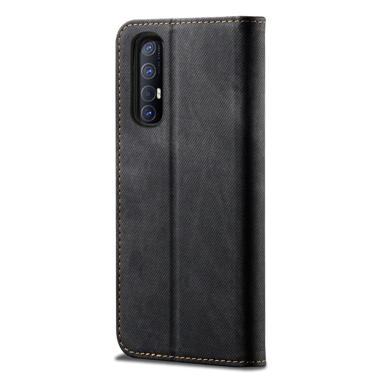 For OPPO Reno 3 Pro Denim Texture Casual Style Horizontal Flip Leather Case with Holder & Card Slots & Wallet