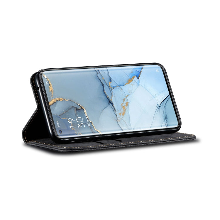 For OPPO Reno 3 Pro Denim Texture Casual Style Horizontal Flip Leather Case with Holder & Card Slots & Wallet