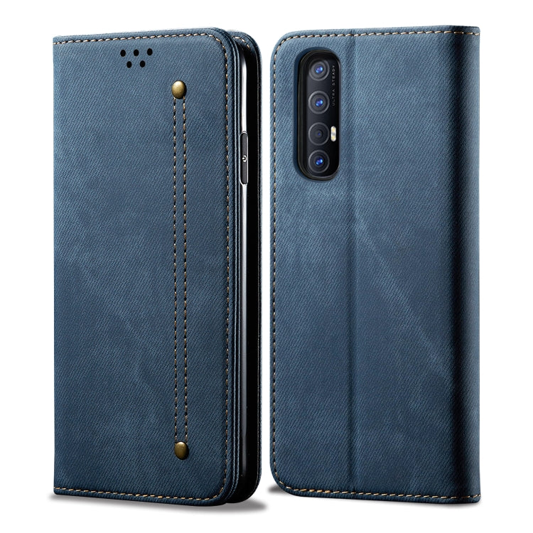 For OPPO Reno 3 Pro Denim Texture Casual Style Horizontal Flip Leather Case with Holder & Card Slots & Wallet