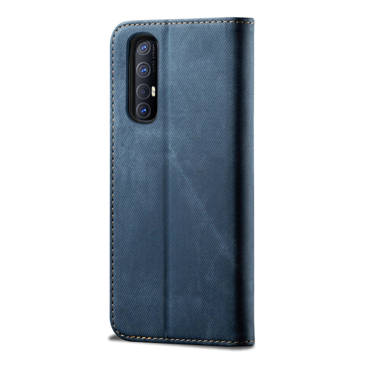 For OPPO Reno 3 Pro Denim Texture Casual Style Horizontal Flip Leather Case with Holder & Card Slots & Wallet