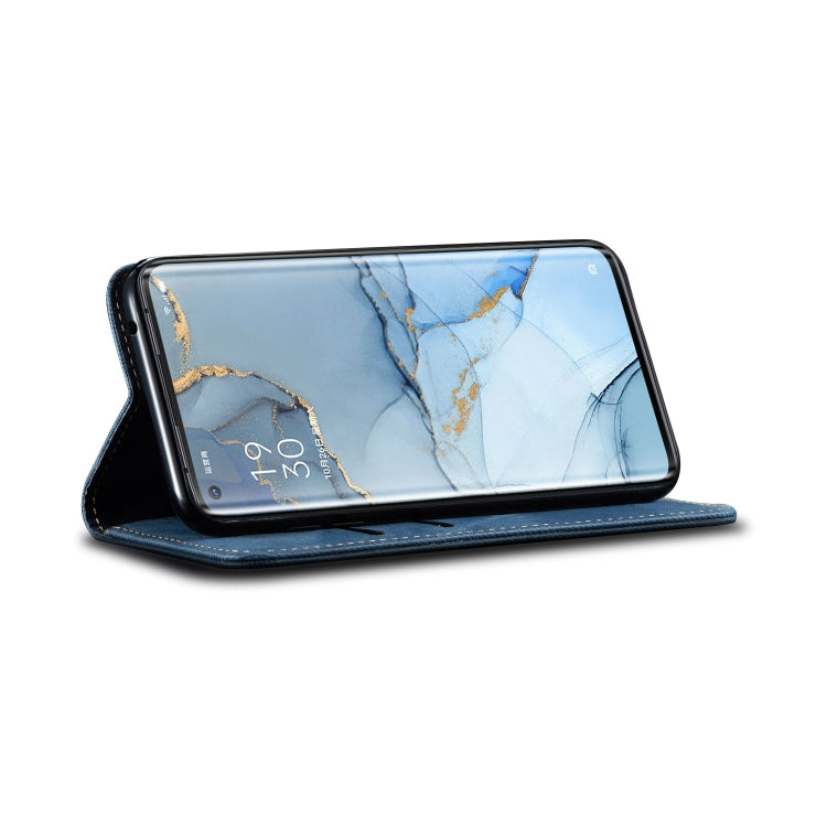 For OPPO Reno 3 Pro Denim Texture Casual Style Horizontal Flip Leather Case with Holder & Card Slots & Wallet