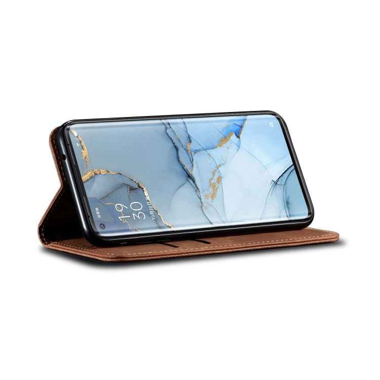 For OPPO Reno 3 Pro Denim Texture Casual Style Horizontal Flip Leather Case with Holder & Card Slots & Wallet