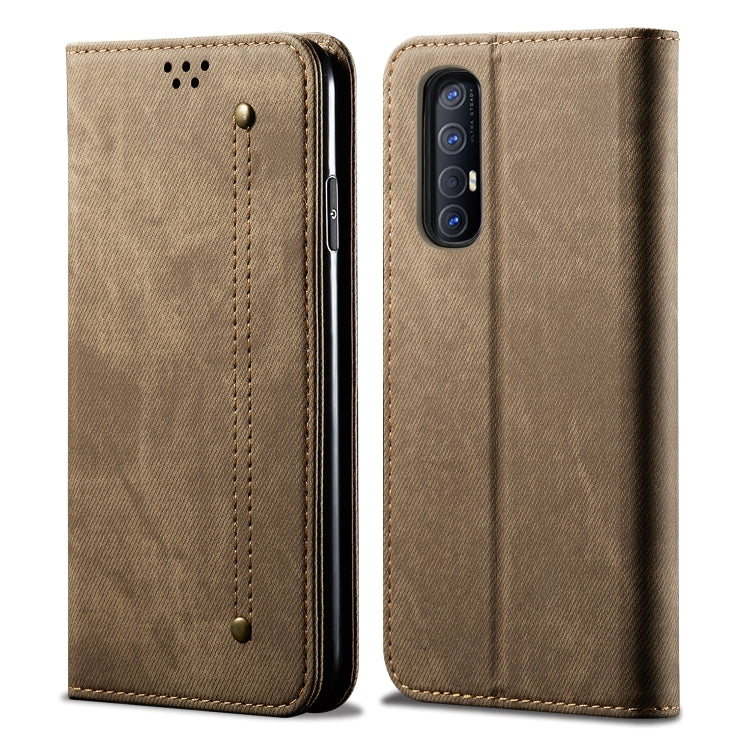 For OPPO Reno 3 Pro Denim Texture Casual Style Horizontal Flip Leather Case with Holder & Card Slots & Wallet