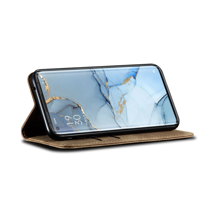 For OPPO Reno 3 Pro Denim Texture Casual Style Horizontal Flip Leather Case with Holder & Card Slots & Wallet