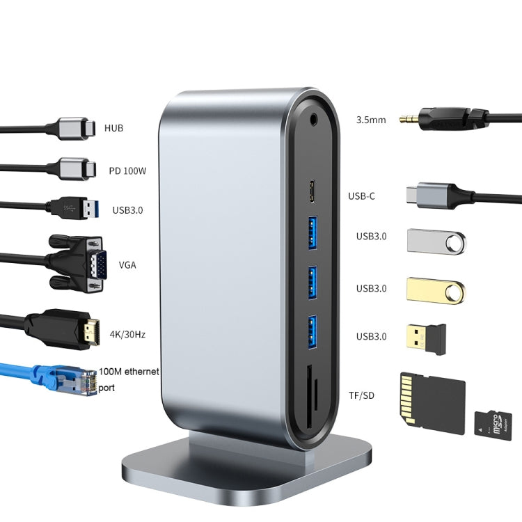 12 in 1 USB-C / Type-C Vertical Multi-interface HUB Adapter
