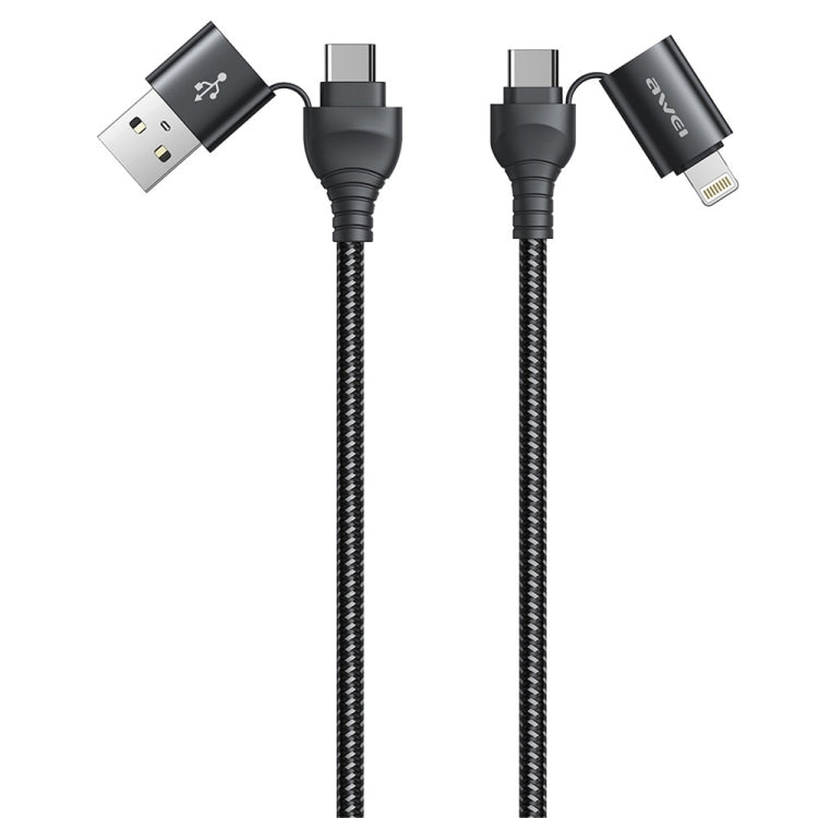 awei CL-126 1.2m 4 in 1 USB to USB-C / Type-C to 8Pin Data Fast Charging Cable