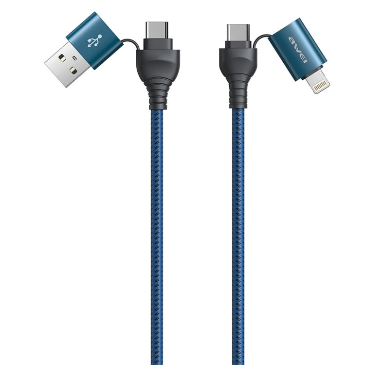 awei CL-126 1.2m 4 in 1 USB to USB-C / Type-C to 8Pin Data Fast Charging Cable