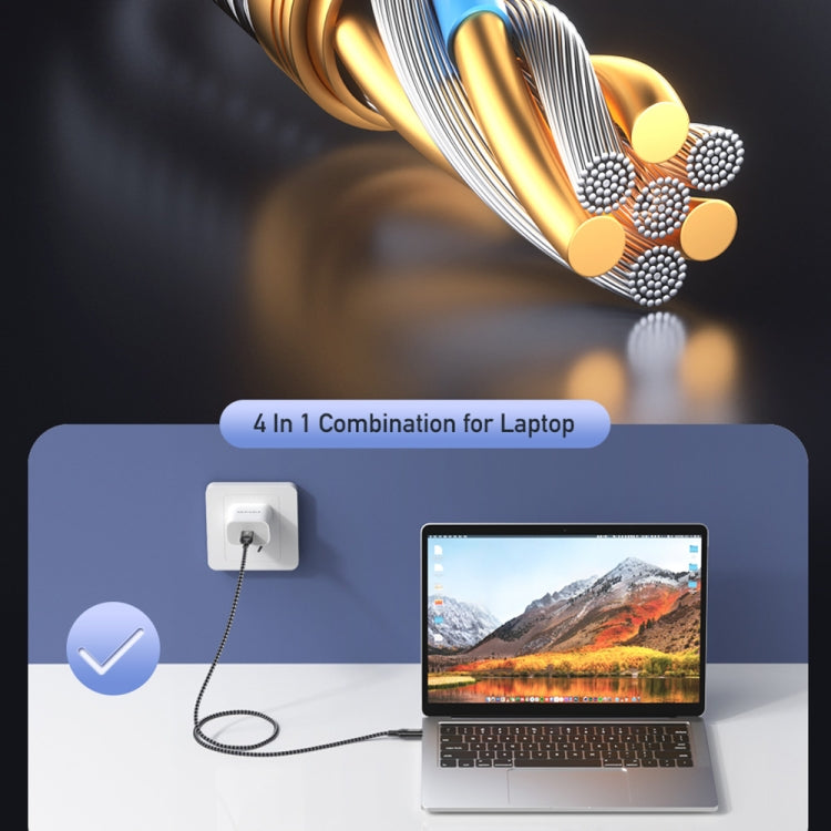 awei CL-126 1.2m 4 in 1 USB to USB-C / Type-C to 8Pin Data Fast Charging Cable
