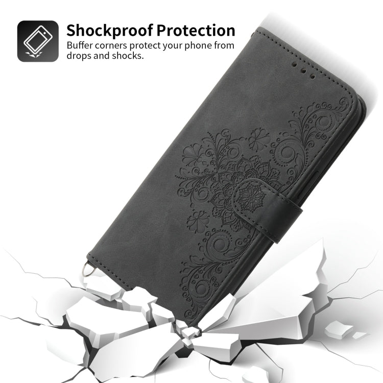 For iPhone 14 Skin-feel Flowers Embossed Wallet Leather Phone Case