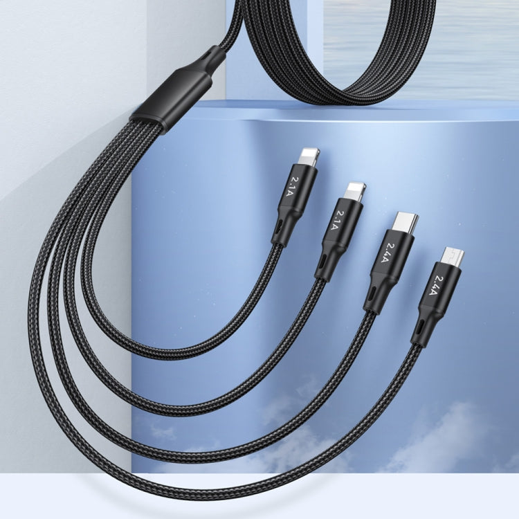 awei CL-129 4 in 1 USB to USB-C / Type-C to 8Pin to Micro USB Multi Charging Cable