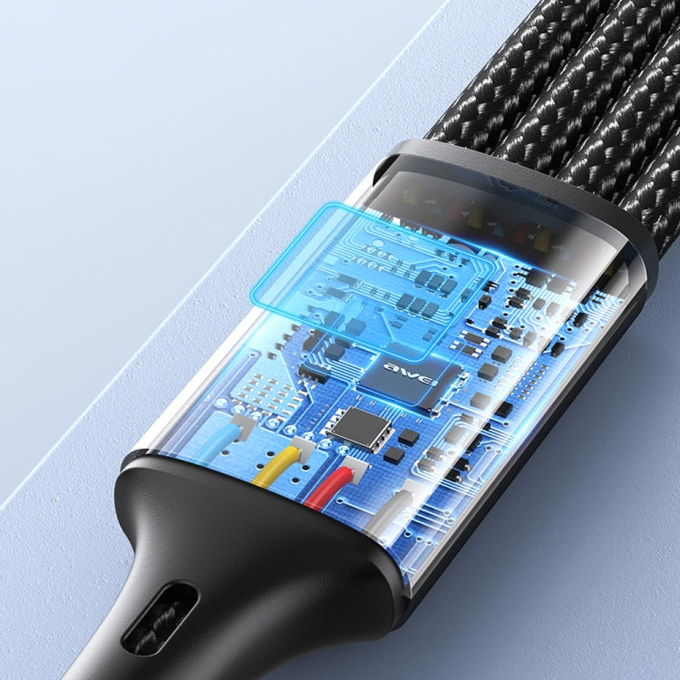 awei CL-129 4 in 1 USB to USB-C / Type-C to 8Pin to Micro USB Multi Charging Cable