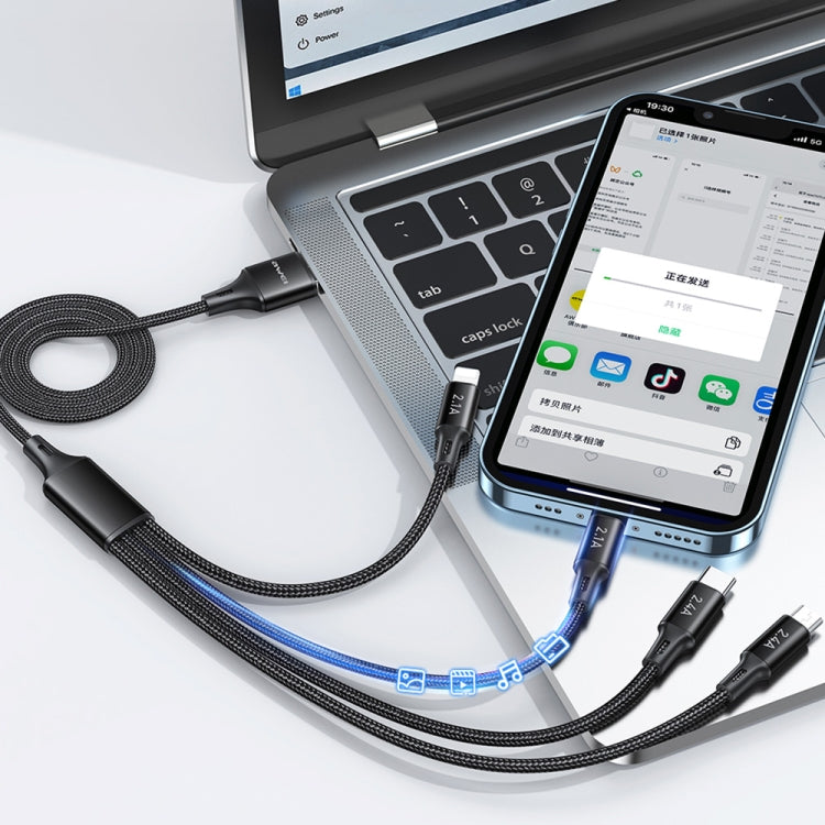 awei CL-129 4 in 1 USB to USB-C / Type-C to 8Pin to Micro USB Multi Charging Cable