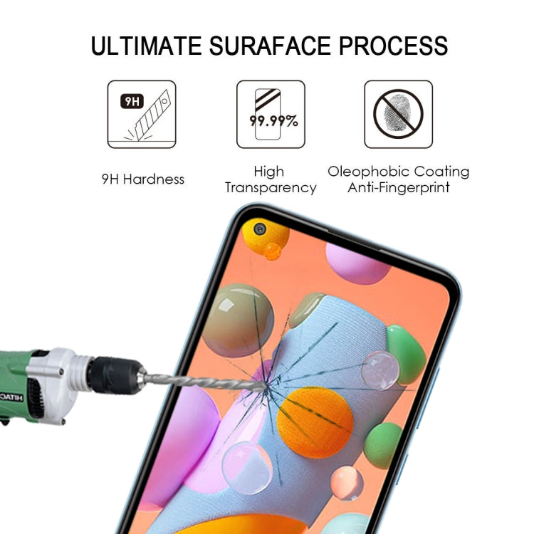 For Galaxy A11 9H Surface Hardness 2.5D Full Glue Full Screen Tempered Glass Film