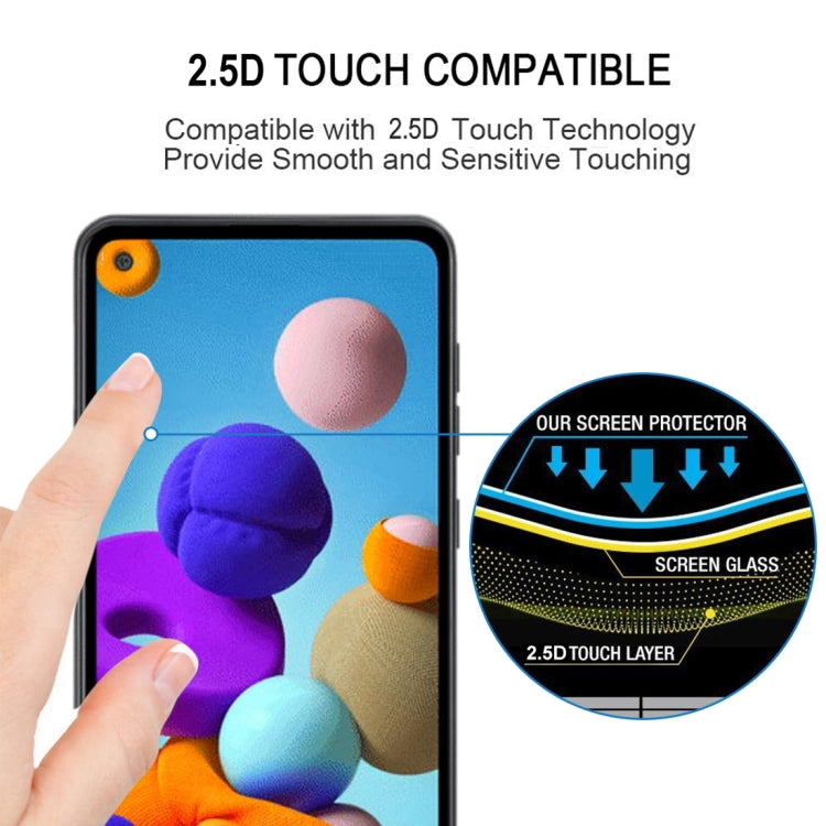 For Galaxy A21 9H Surface Hardness 2.5D Full Glue Full Screen Tempered Glass Film