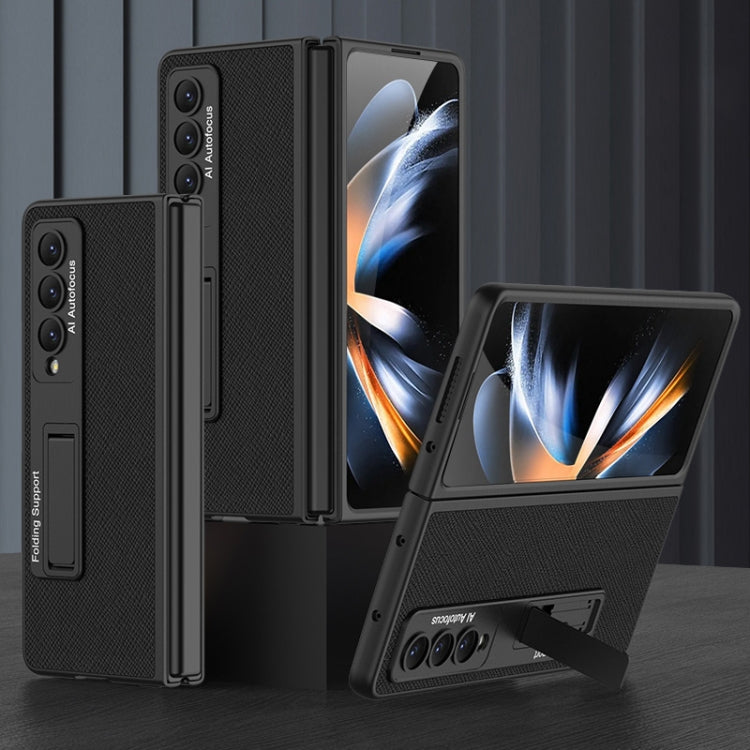 For Samsung Galaxy Z Fold4 GKK Ultra-thin Plain Leather Full Phone Case with Stand