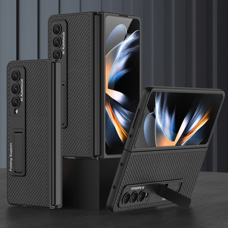 For Samsung Galaxy Z Fold4 GKK Ultra-thin Plain Leather Full Phone Case with Stand