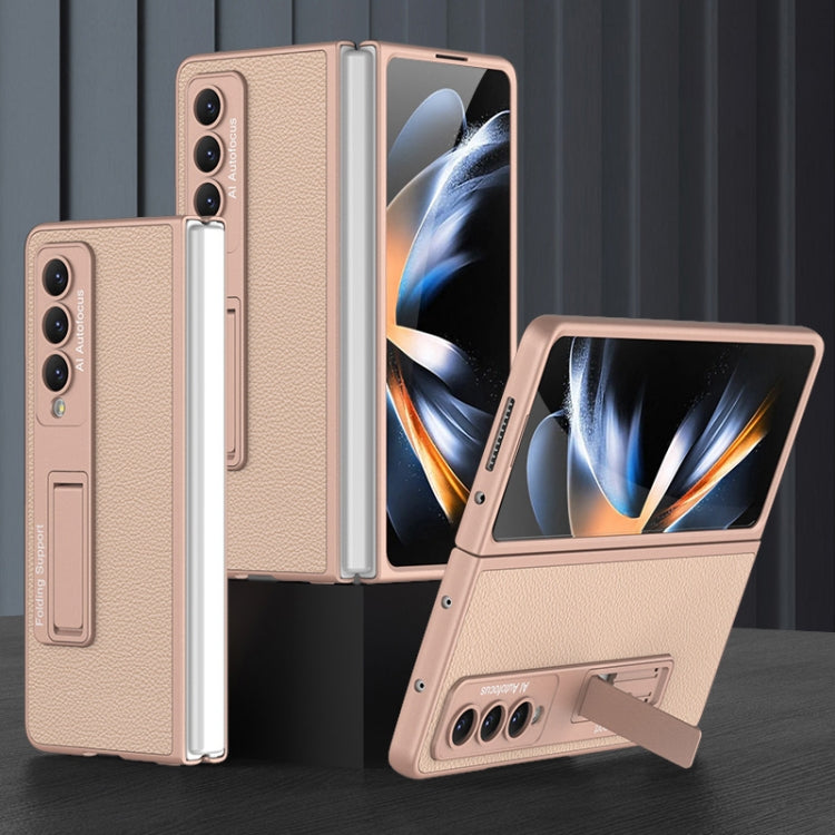 For Samsung Galaxy Z Fold4 GKK Ultra-thin Plain Leather Full Phone Case with Stand