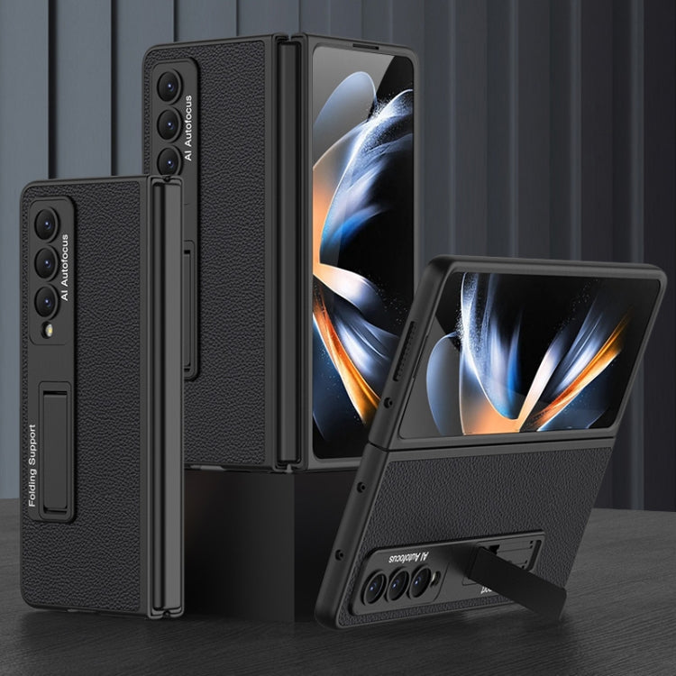 For Samsung Galaxy Z Fold4 GKK Ultra-thin Plain Leather Full Phone Case with Stand