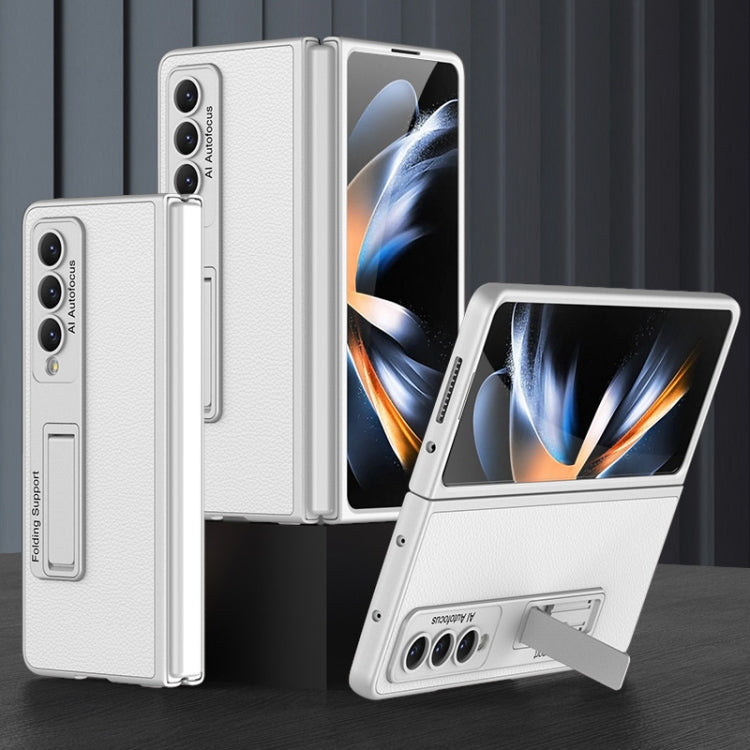 For Samsung Galaxy Z Fold4 GKK Ultra-thin Plain Leather Full Phone Case with Stand