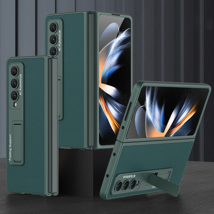 For Samsung Galaxy Z Fold4 GKK Ultra-thin Plain Leather Full Phone Case with Stand